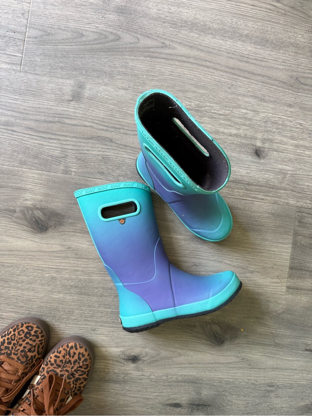 Bogs Kids Gradient Teal-Purple Waterproof Rain Boots